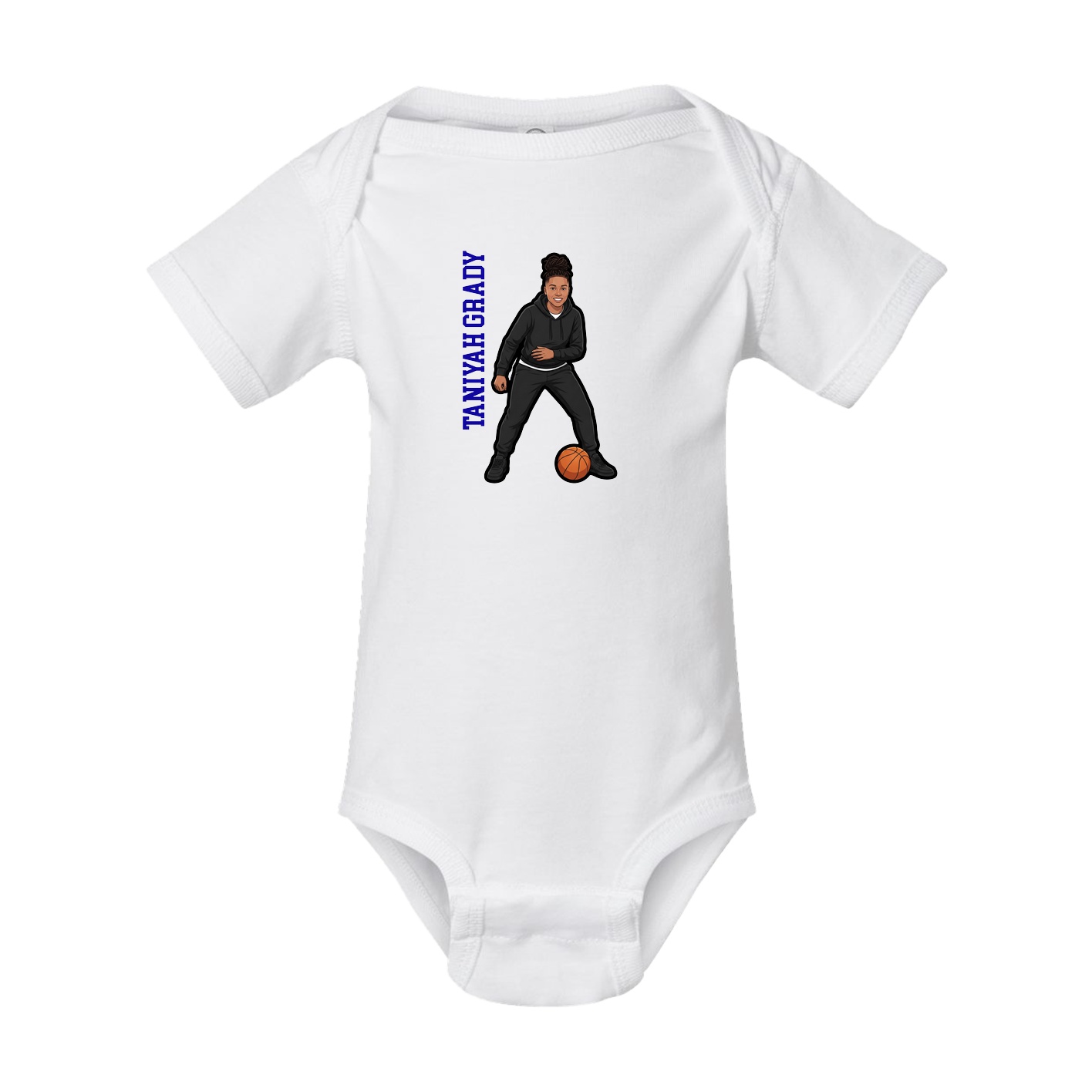 Baby Onesie — Name Vertical in White