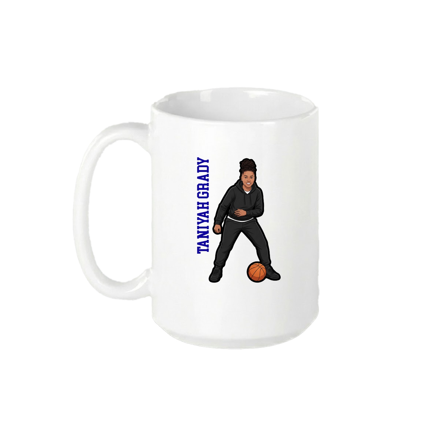 15oz Coffee Mug — Name Vertical in White