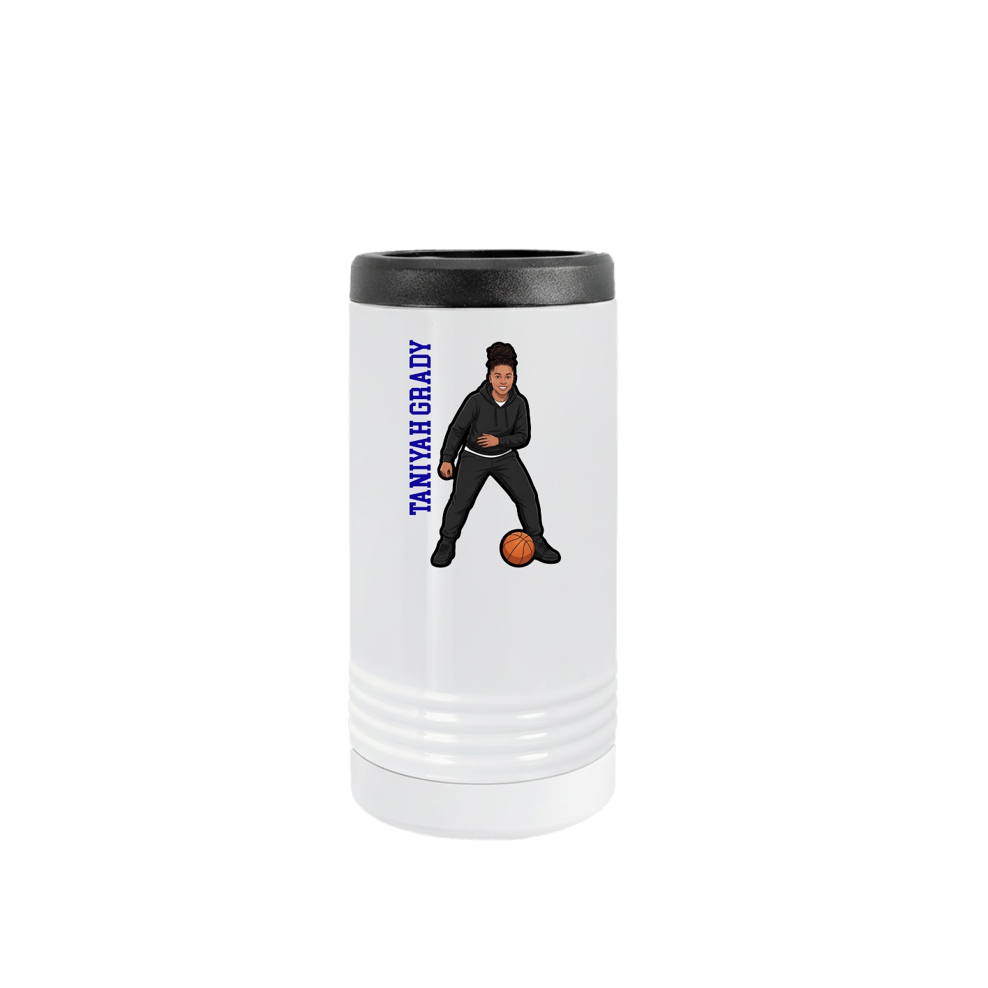 Slim Beverage Holder — Name Vertical in White