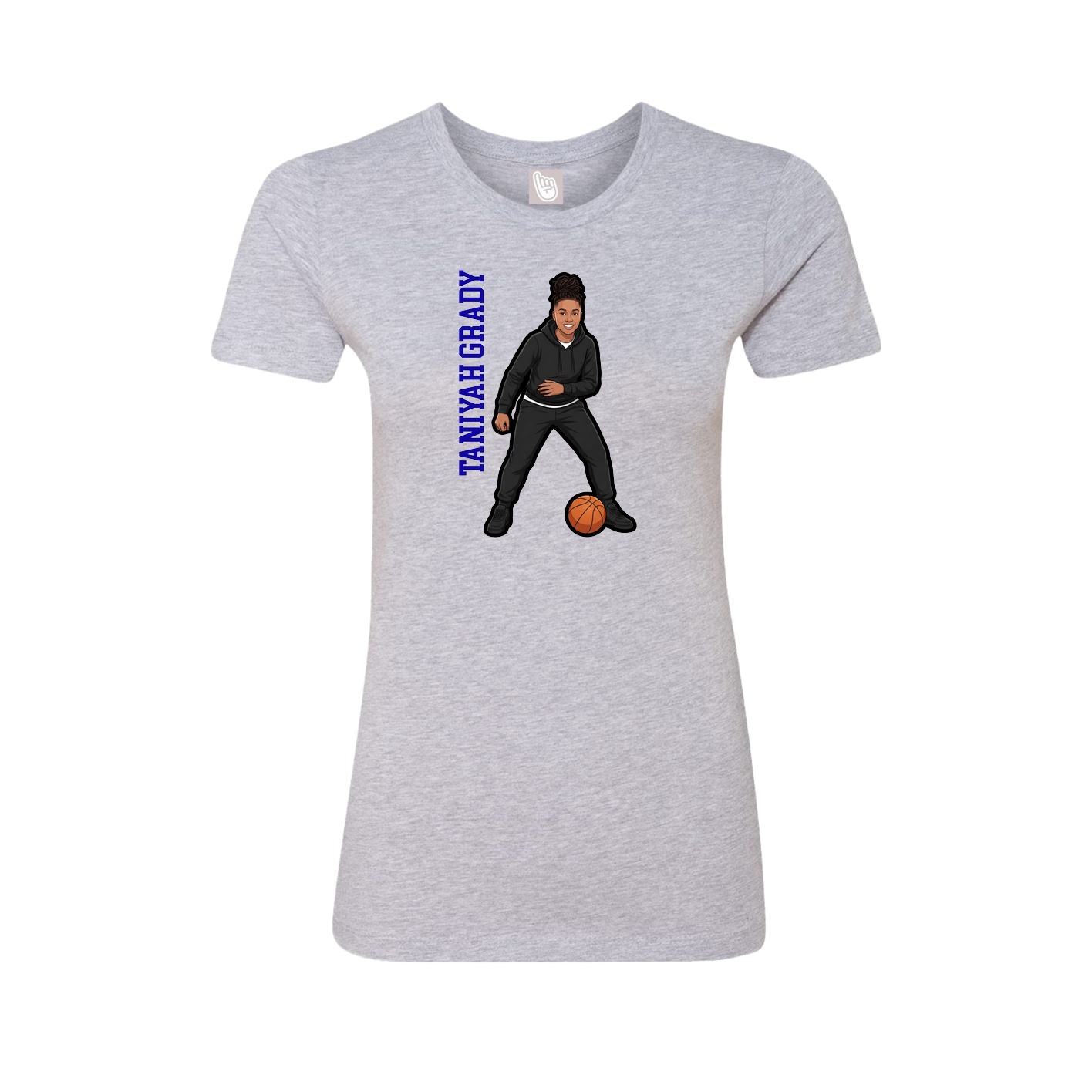Fitted Women's Tee — Name Vertical in Grey