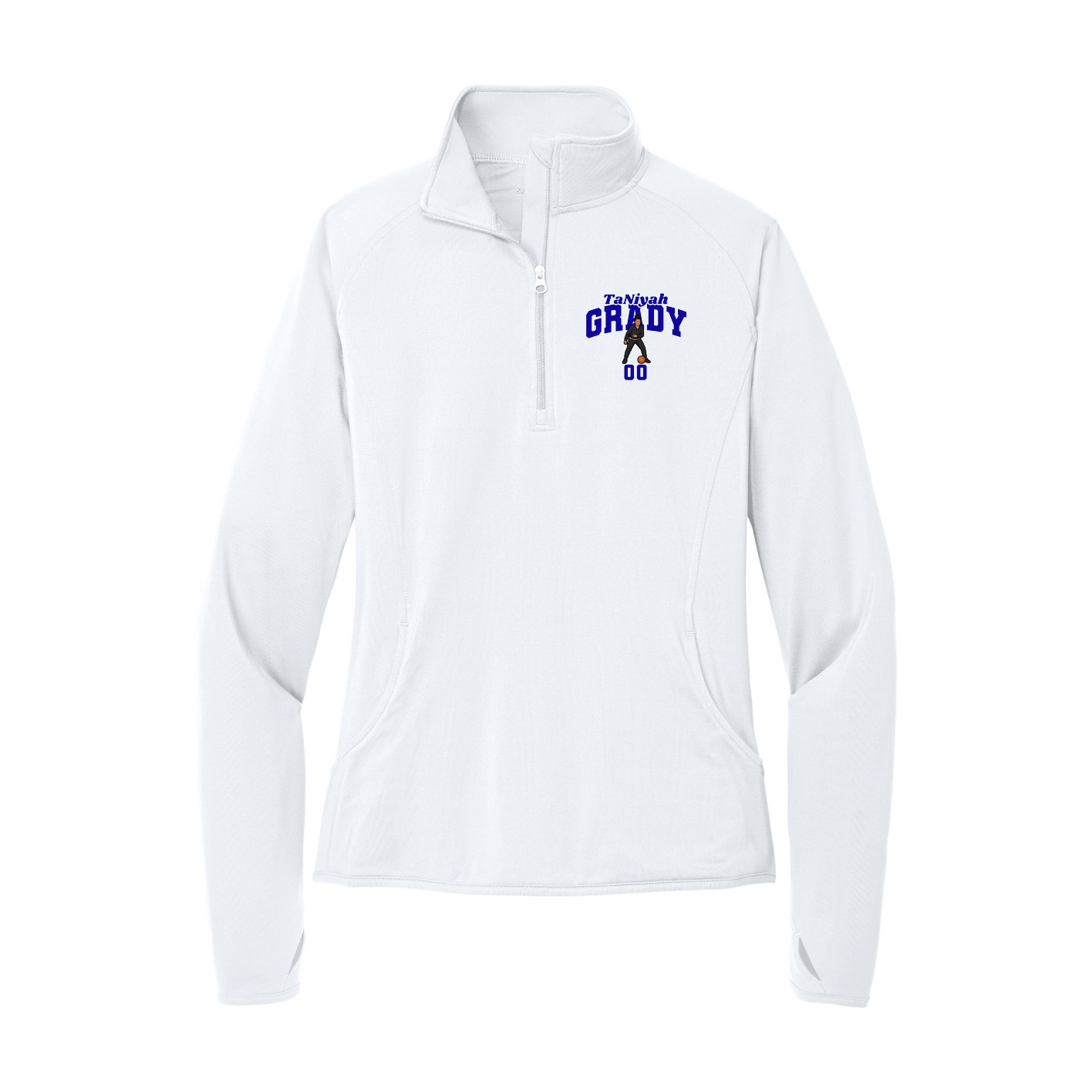 Women's Q-Zip Pullover — Signature Arch in White