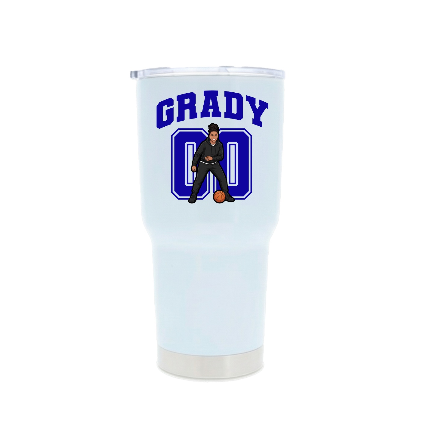 30oz Stainless Steel Tumbler — Number in White