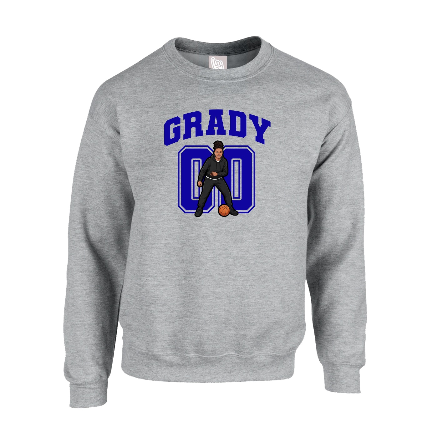 Fleece Crew — Number in Grey