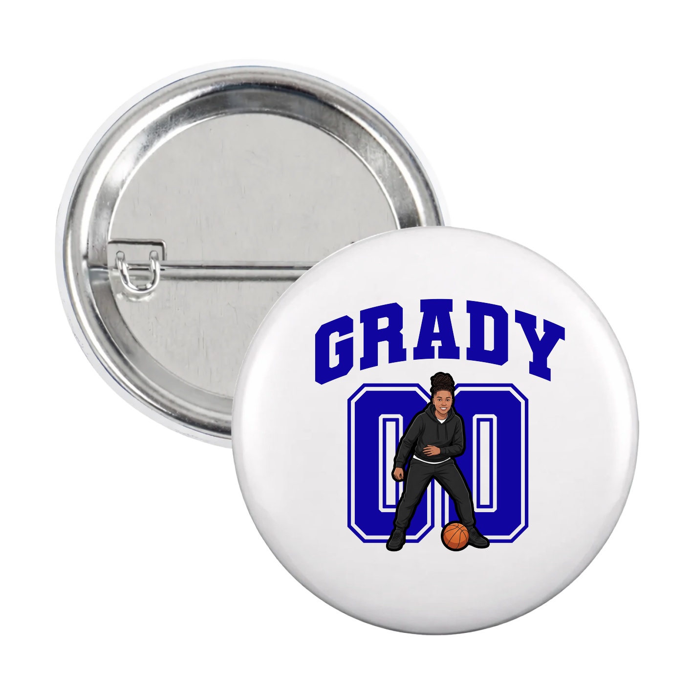 Game Day Button — Number in White