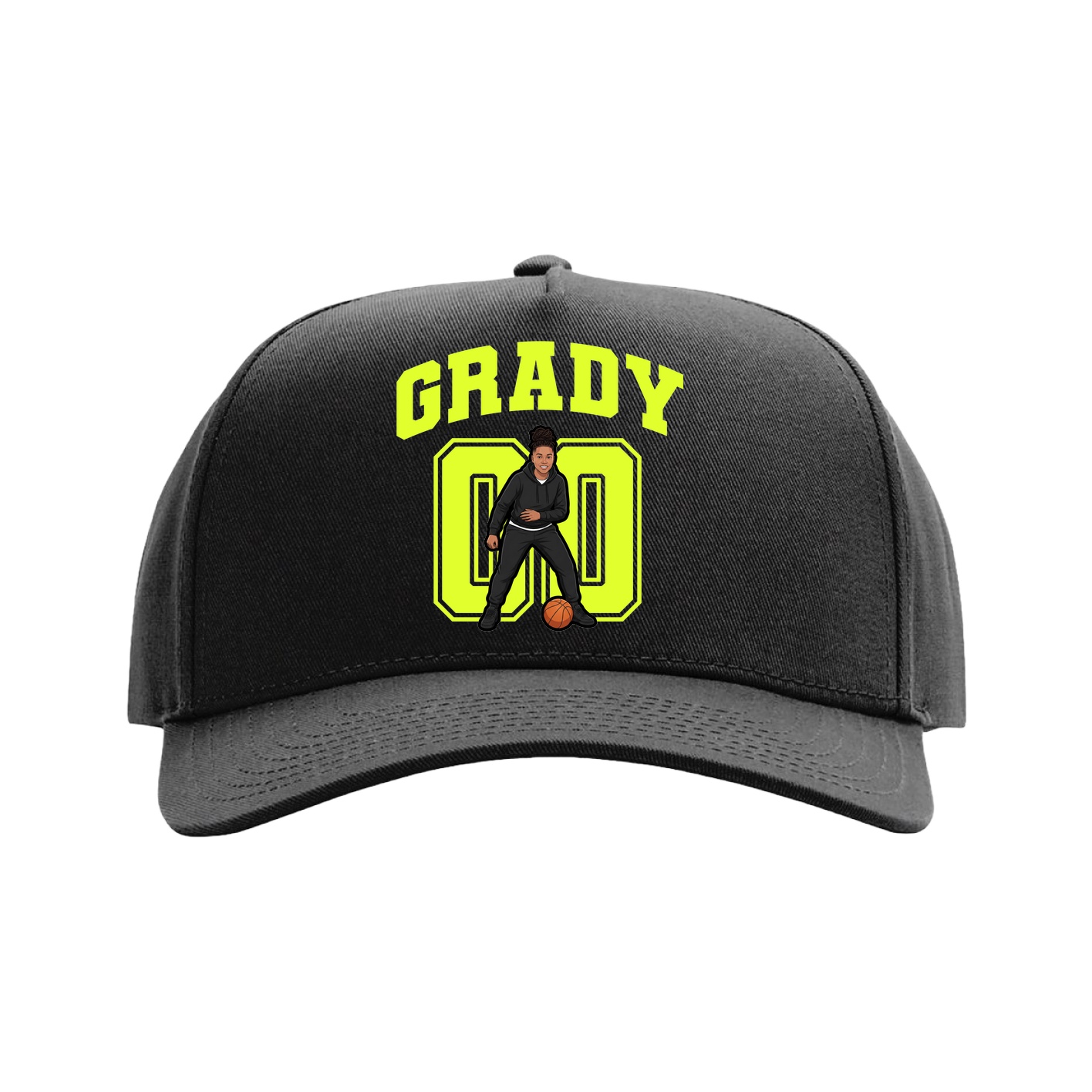 Full Fabric Five-Panel Champ Cap — Number in Black