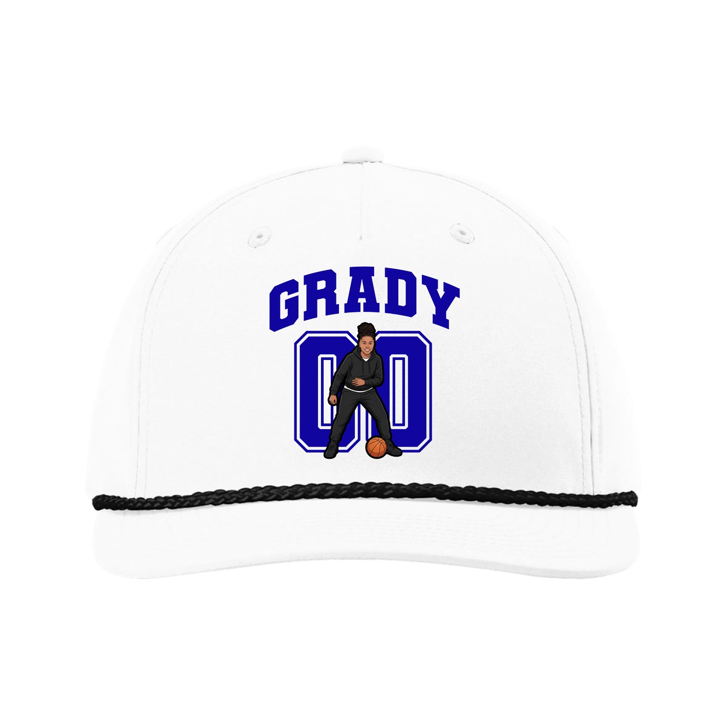 Five-Panel Classic Rope Cap — Number in White