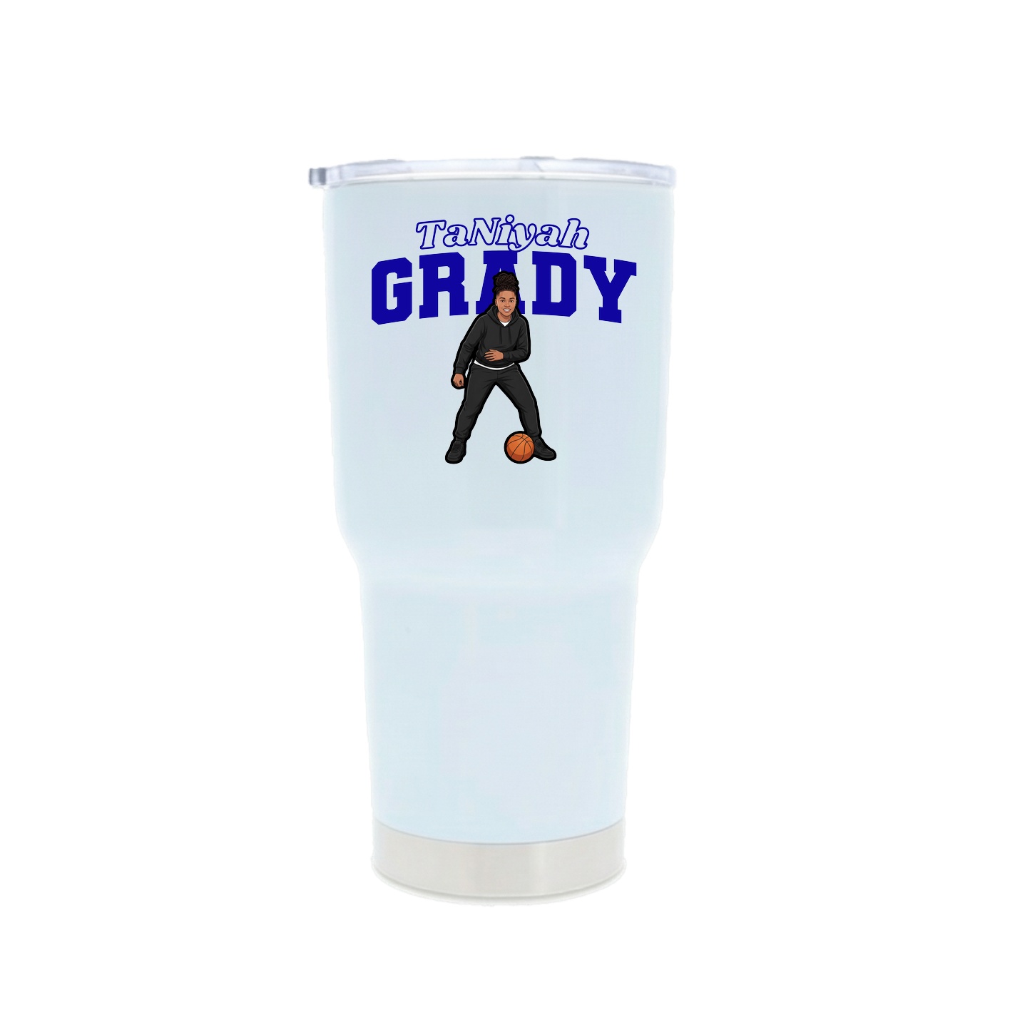 30oz Stainless Steel Tumbler — Name Arch in White