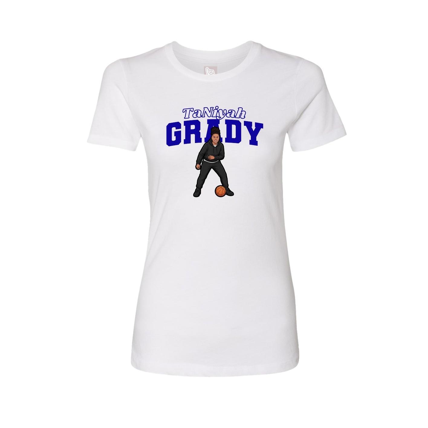 Fitted Women's Tee — Name Arch in White