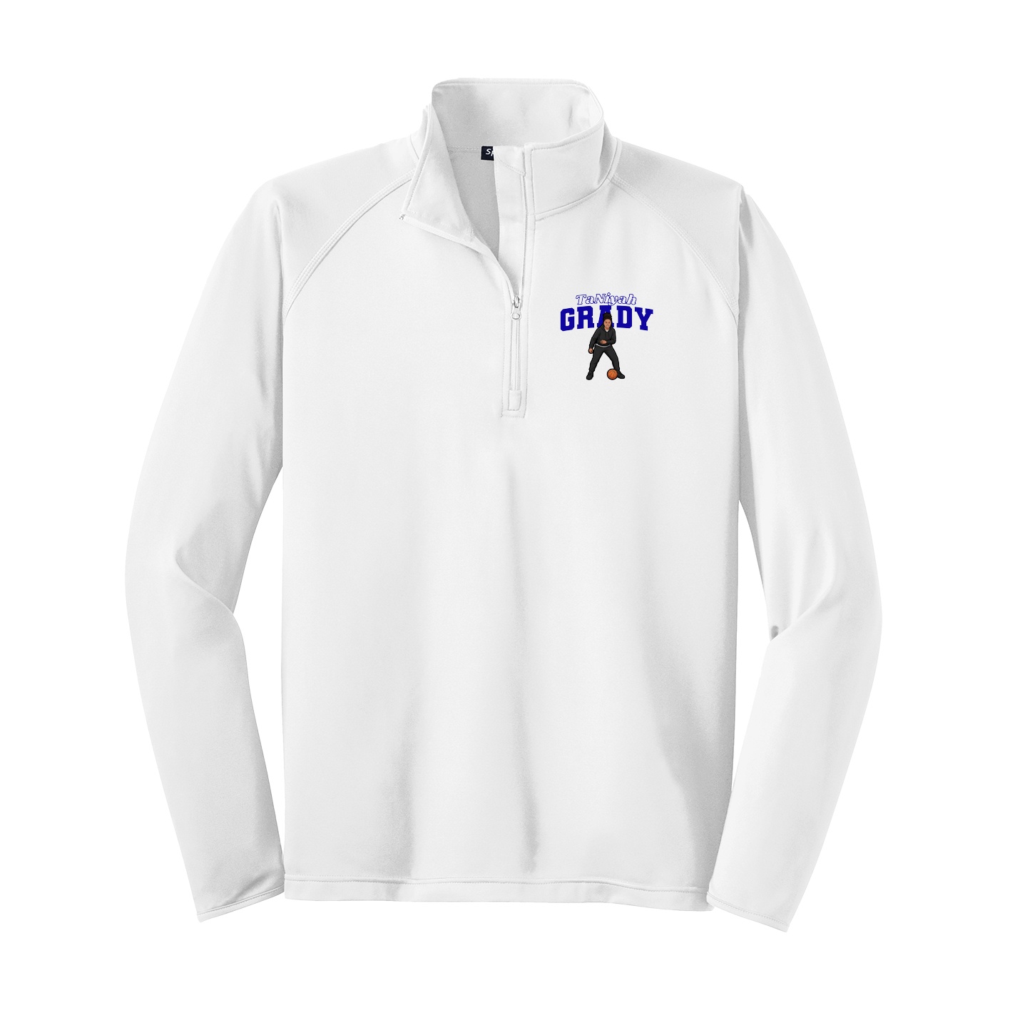 Q-Zip Pullover — Name Arch in White