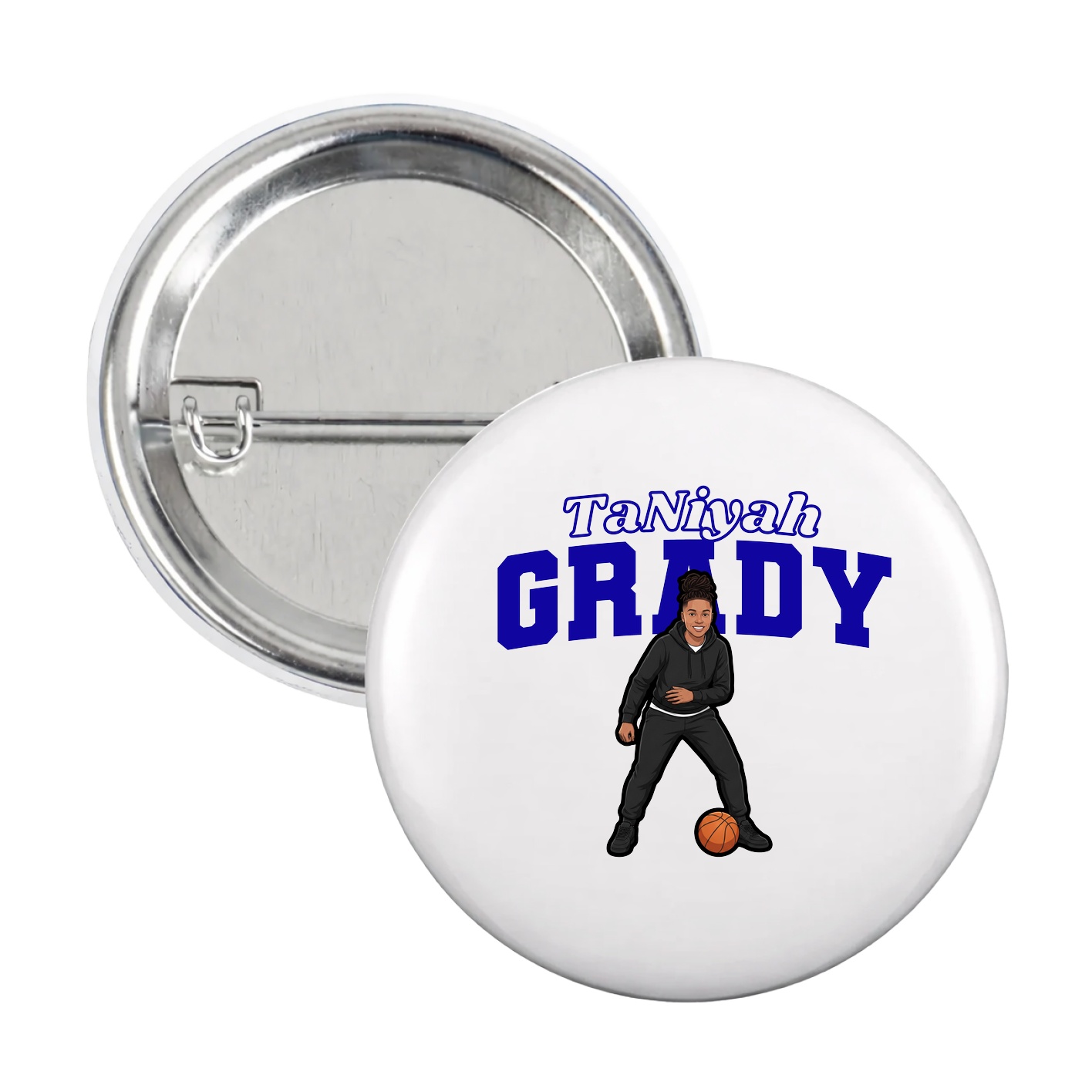 Game Day Button — Name Arch in White