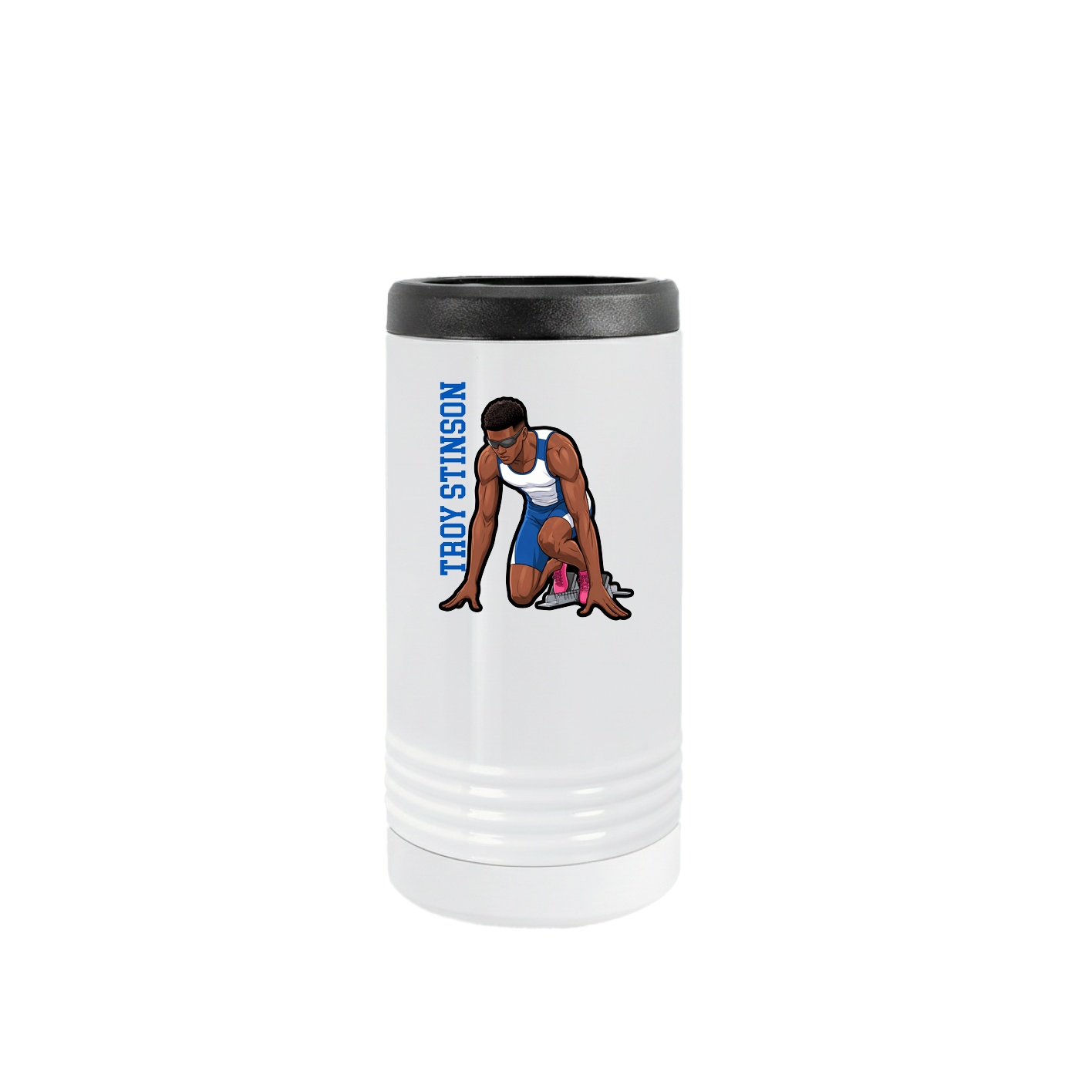 Slim Beverage Holder — Name Vertical in White