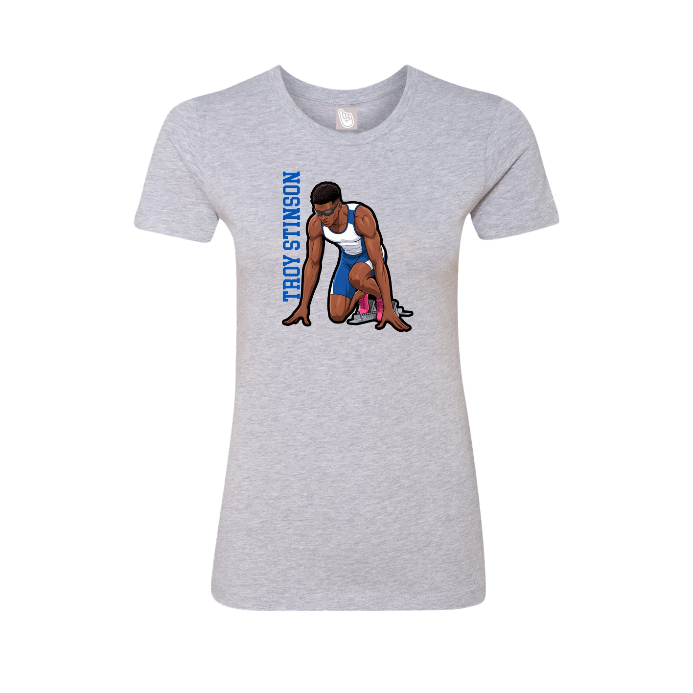 Fitted Women's Tee — Name Vertical in Grey