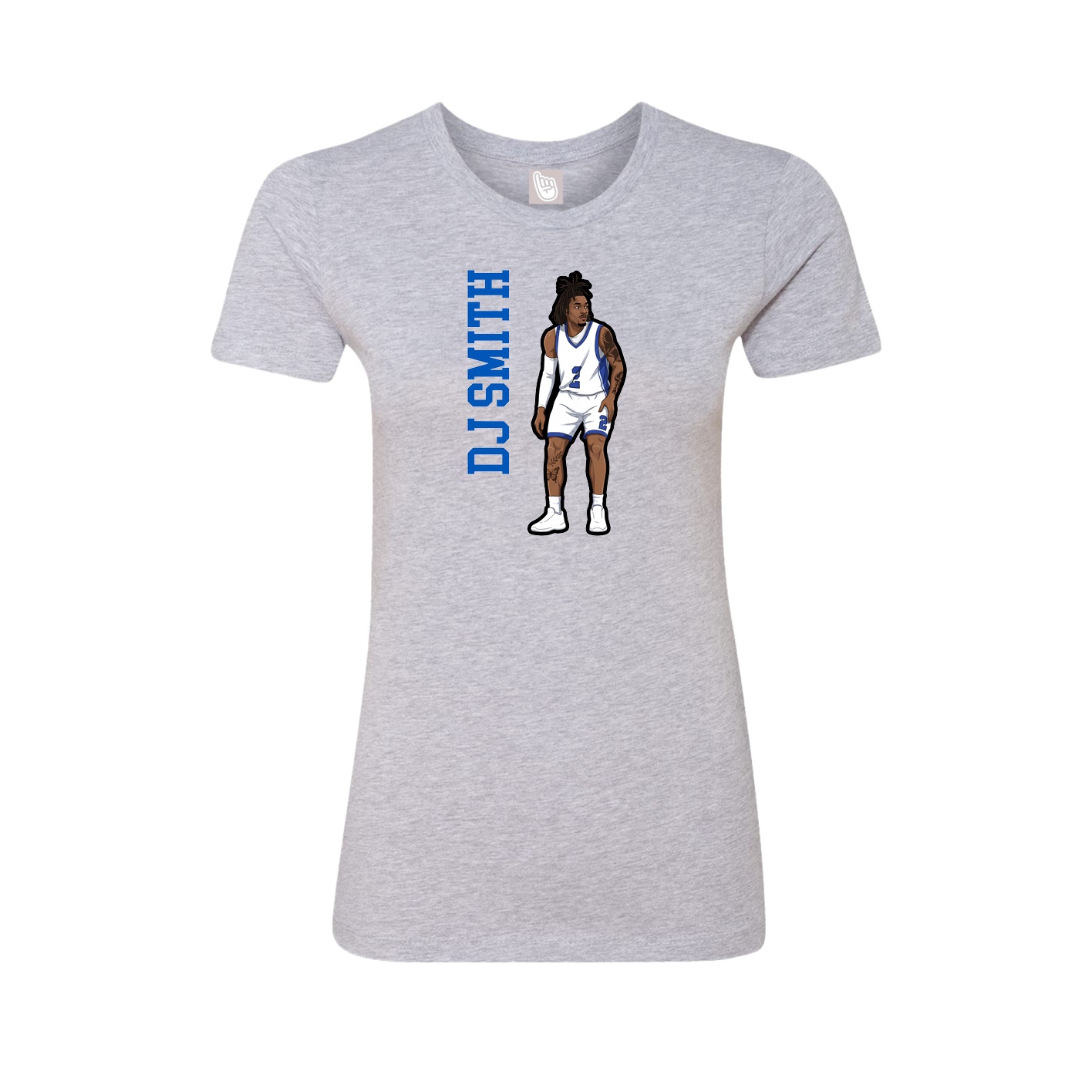 Fitted Women's Tee — Name Vertical in Grey