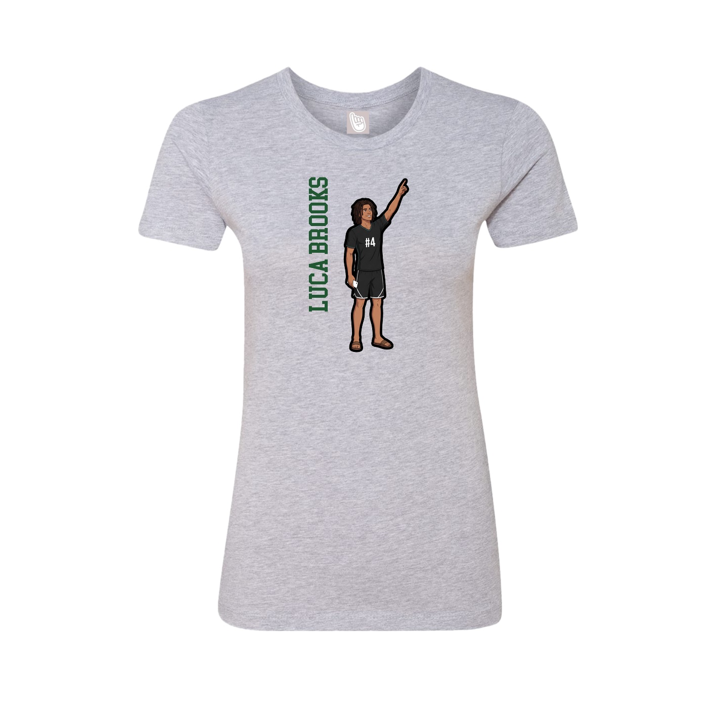 Fitted Women's Tee — Name Vertical in Grey