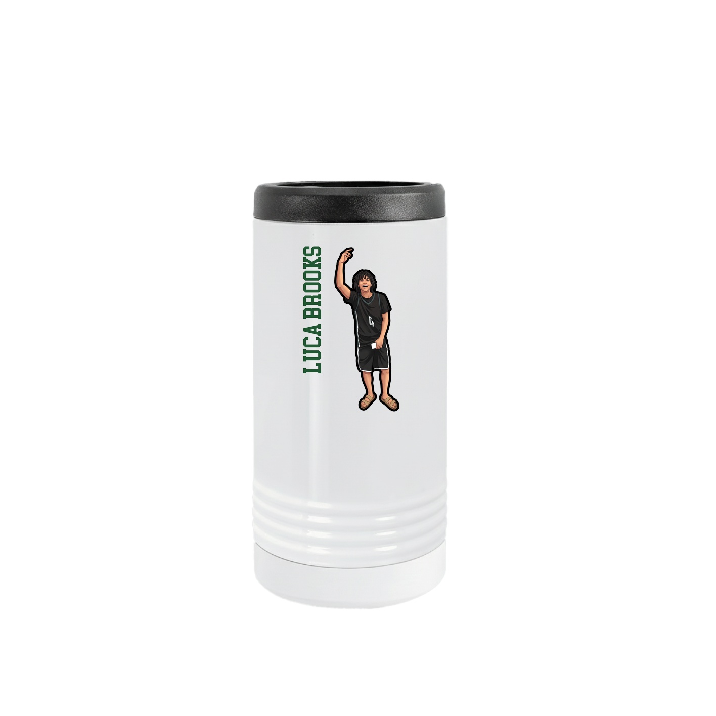 Slim Beverage Holder — Name Vertical in White