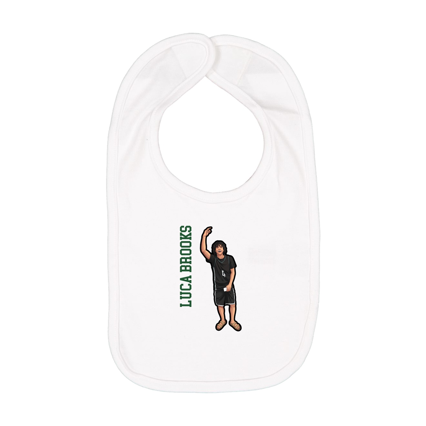 Infant Bib — Name Vertical in White