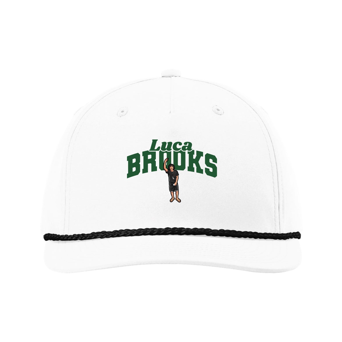 Five-Panel Classic Rope Cap — Signature Arch in White