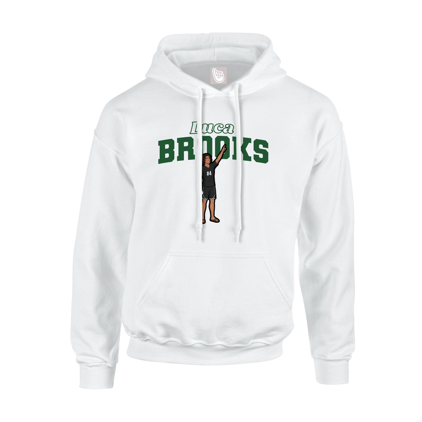 Youth Hoodie — Name Arch in White