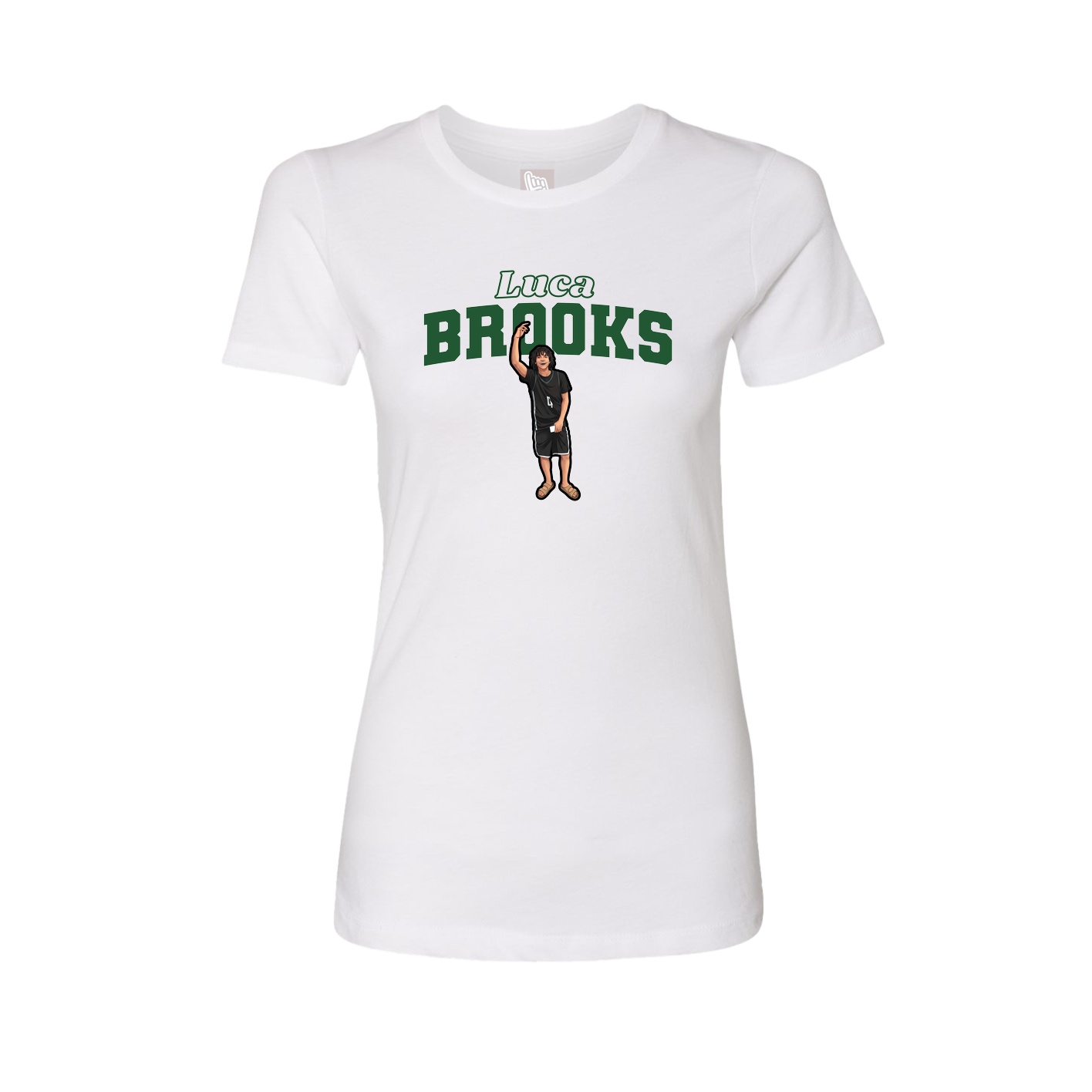 Fitted Women's Tee — Name Arch in White