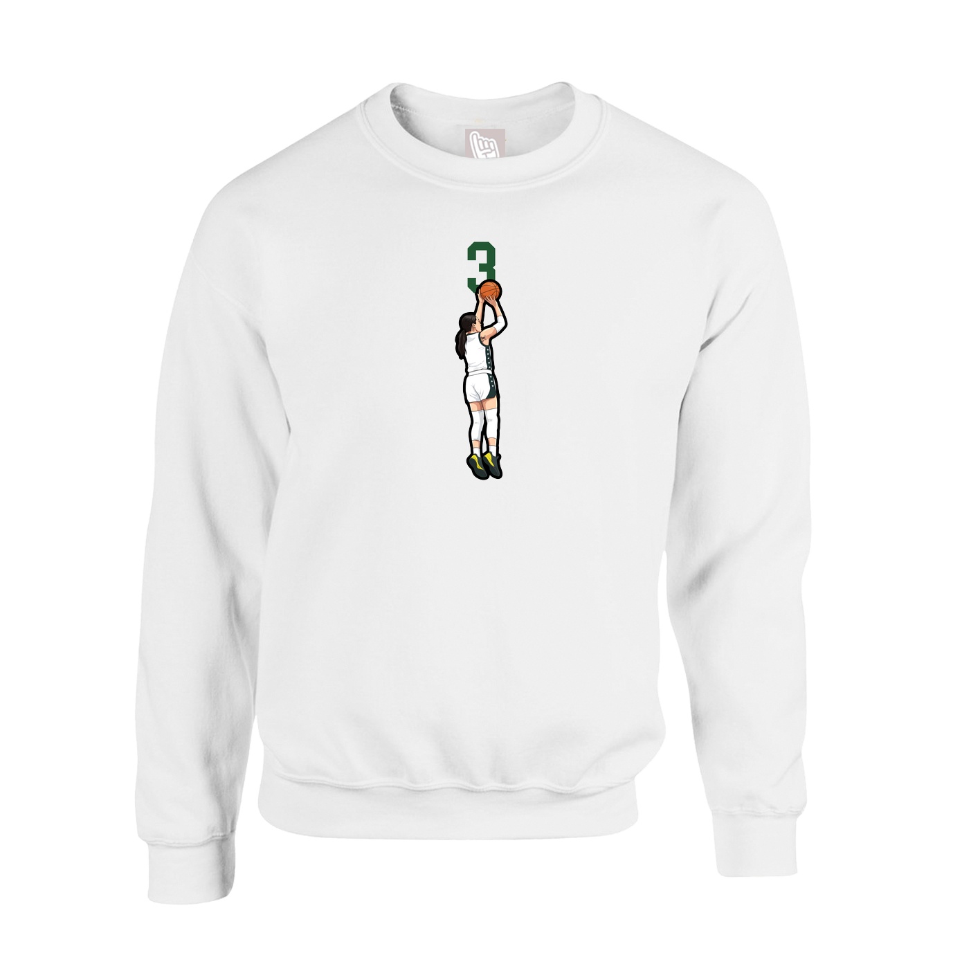 Fleece Crew — Number Top in White