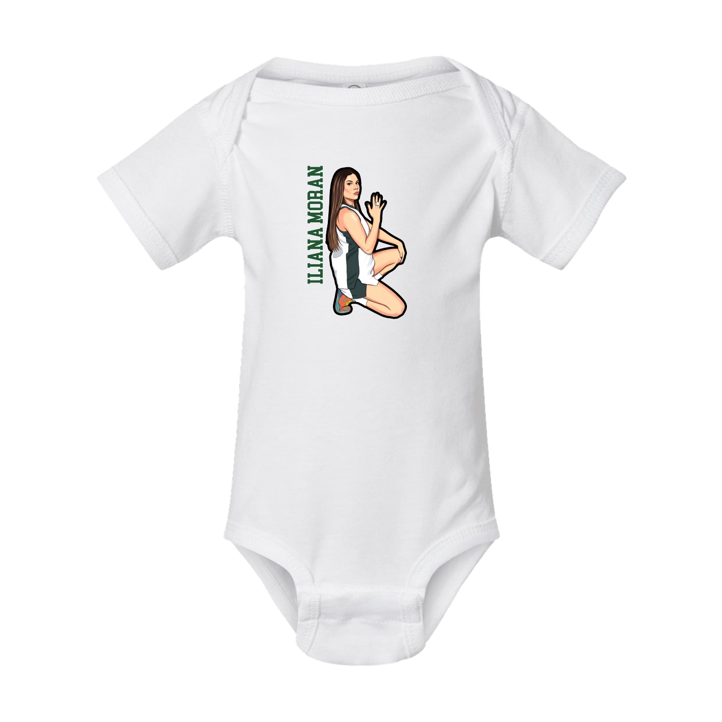Baby Onesie — Name Vertical in White