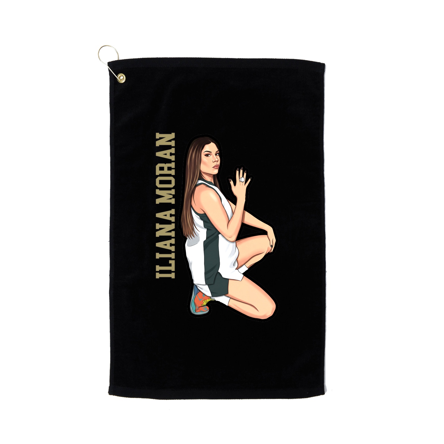 Golf Towel — Name Vertical in Black