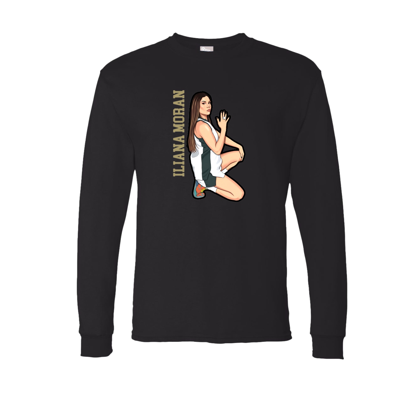 Long Sleeve Tee — Name Vertical in Black
