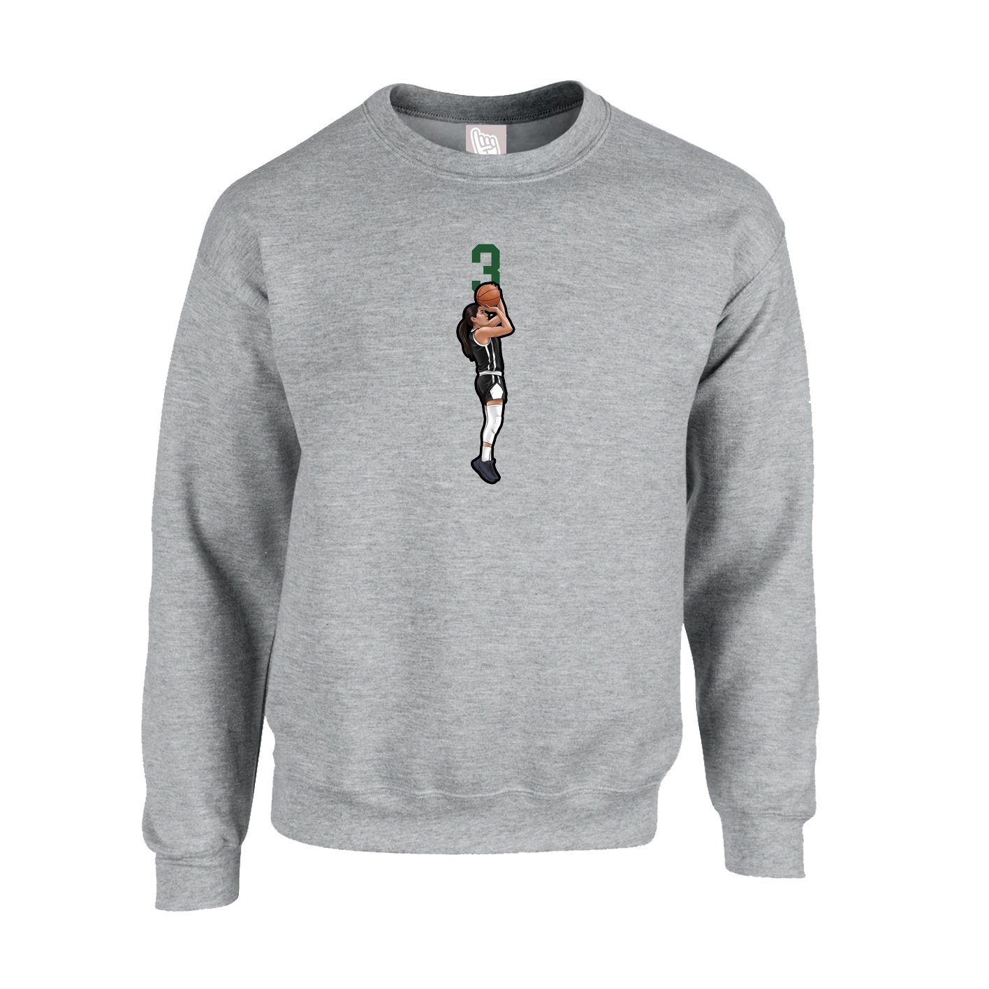 Fleece Crew — Number Top in Grey