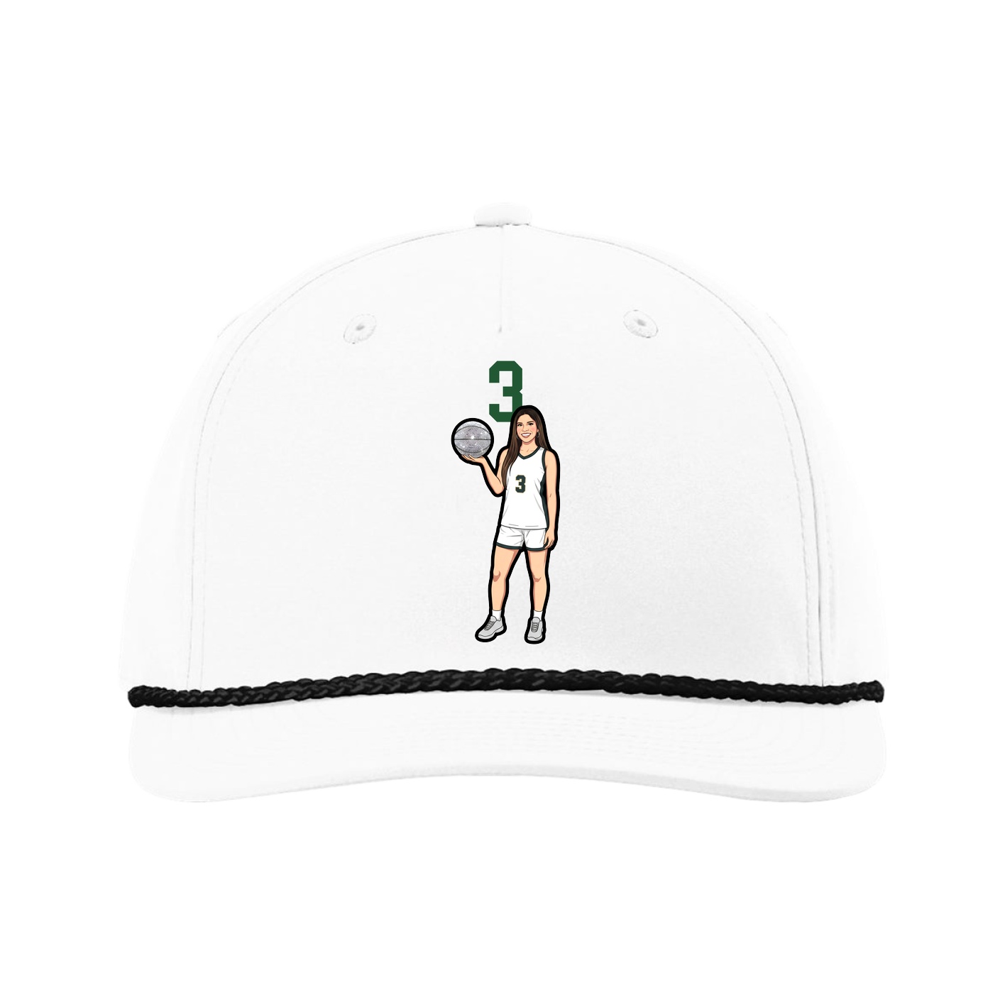 Five-Panel Classic Rope Cap — Number Top in White