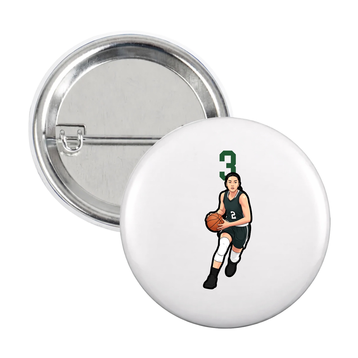Game Day Button — Number Top in White