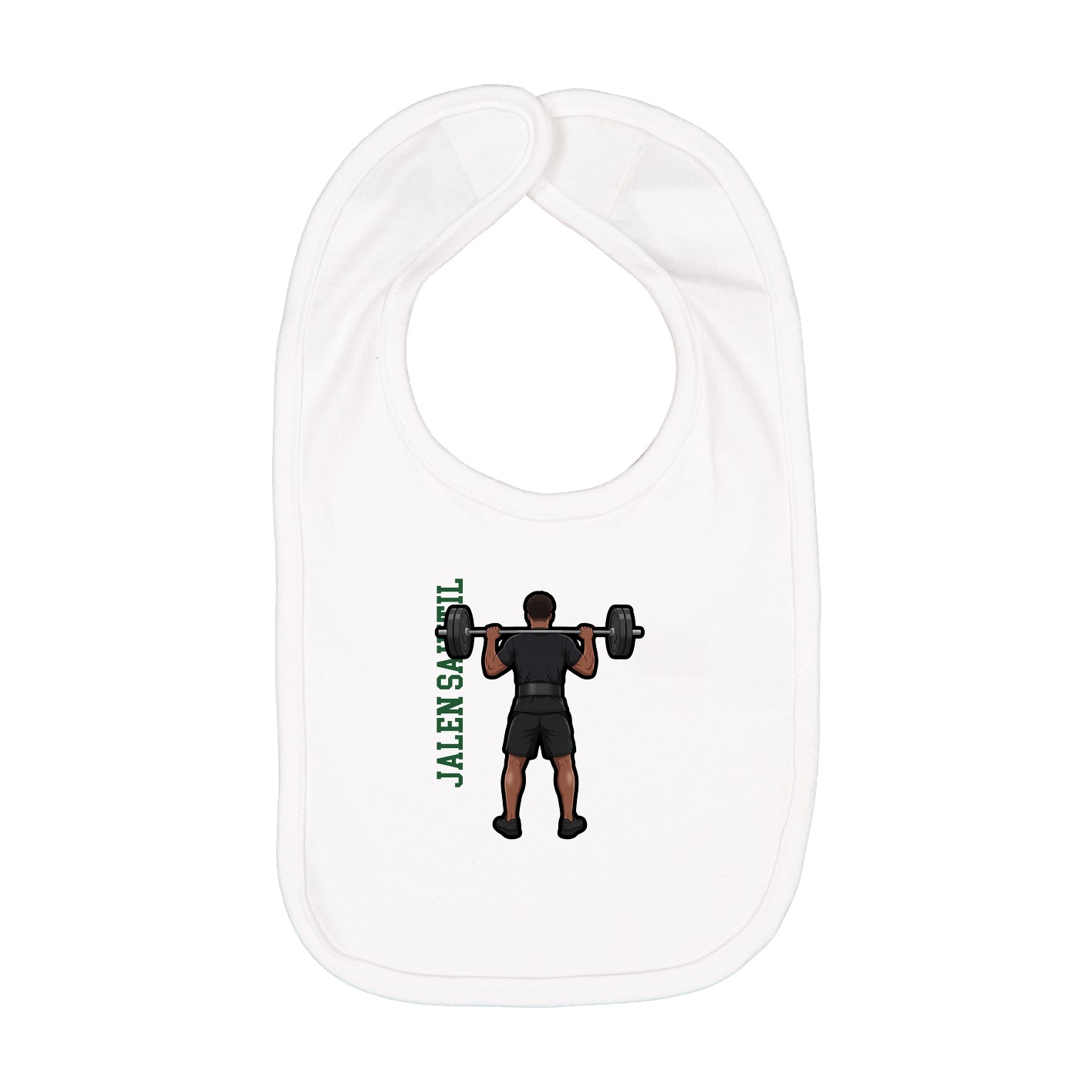 Infant Bib — Name Vertical in White