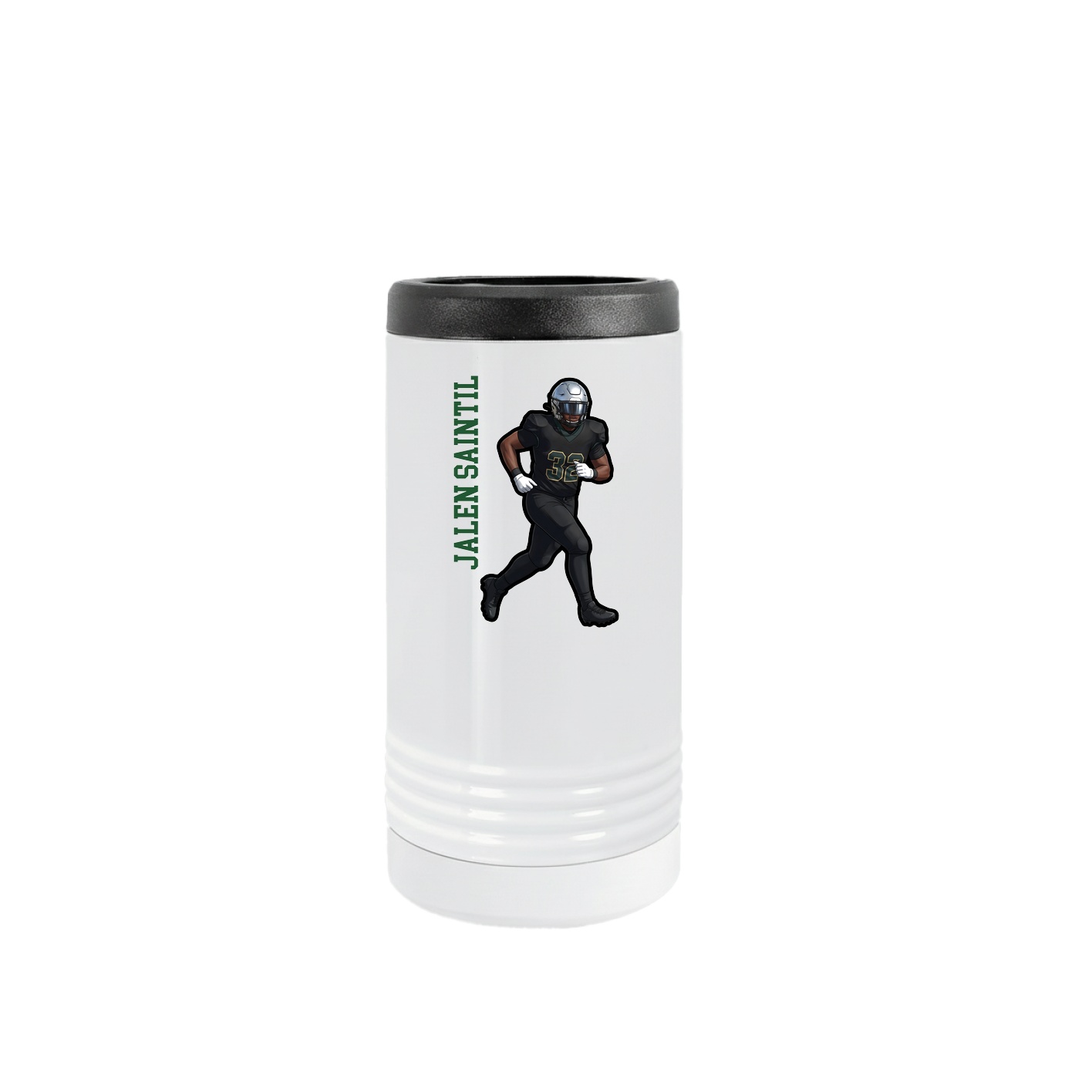Slim Beverage Holder — Name Vertical in White