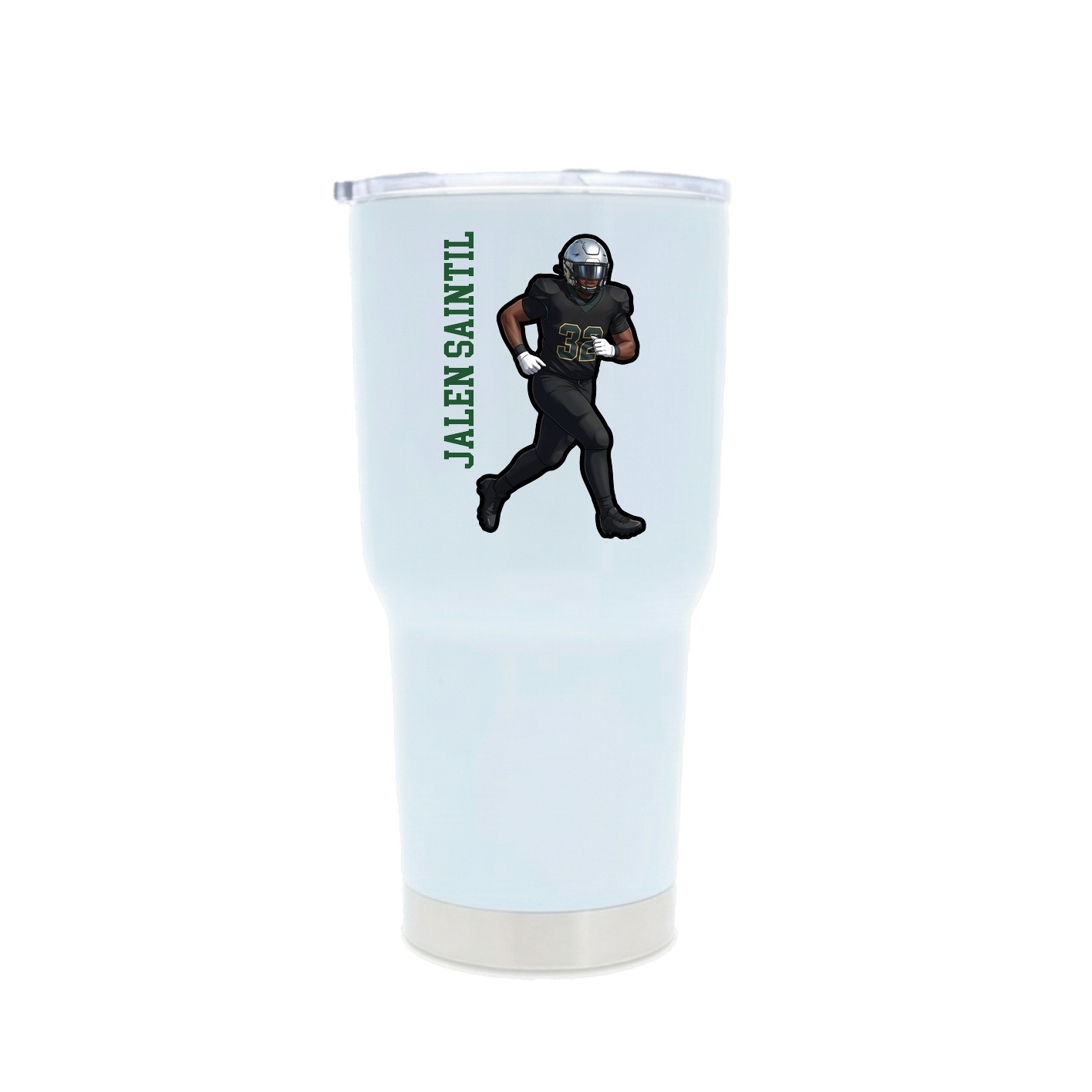 30oz Stainless Steel Tumbler — Name Vertical in White