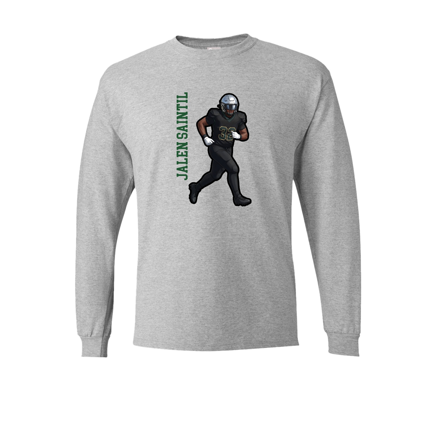Long Sleeve Tee — Name Vertical in Grey