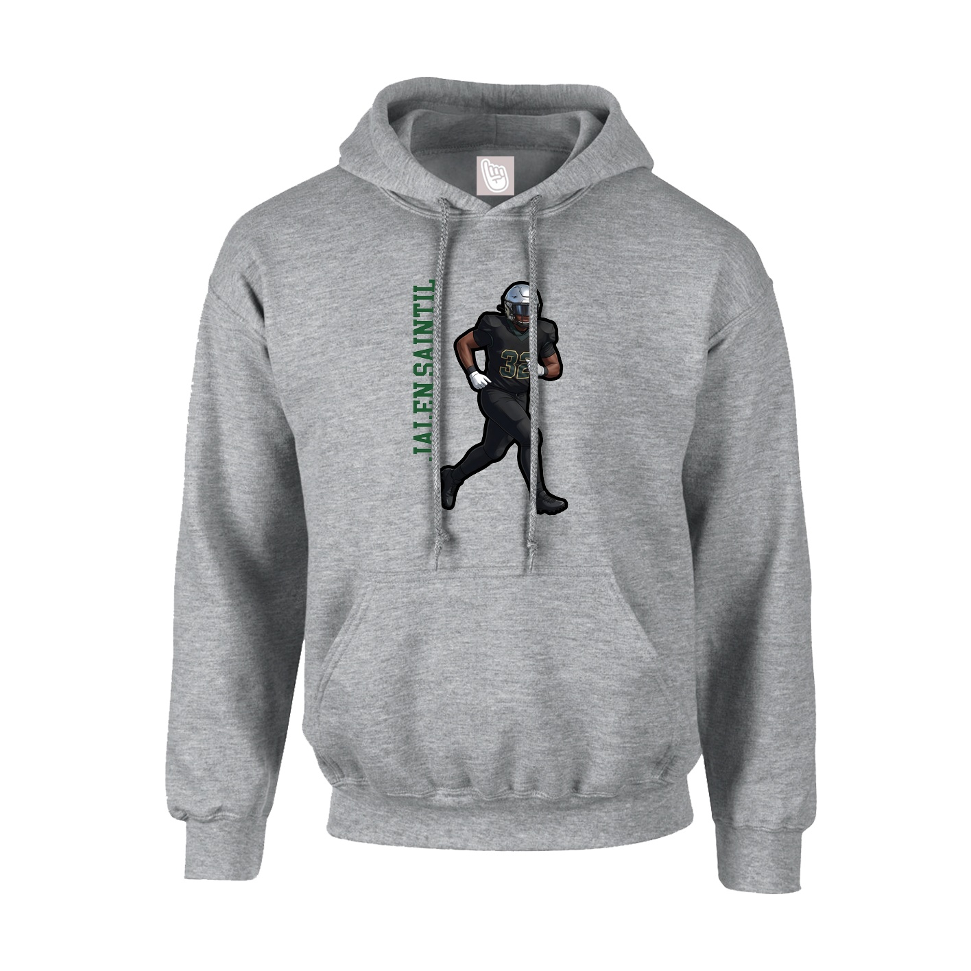 Hoodie — Name Vertical in Grey