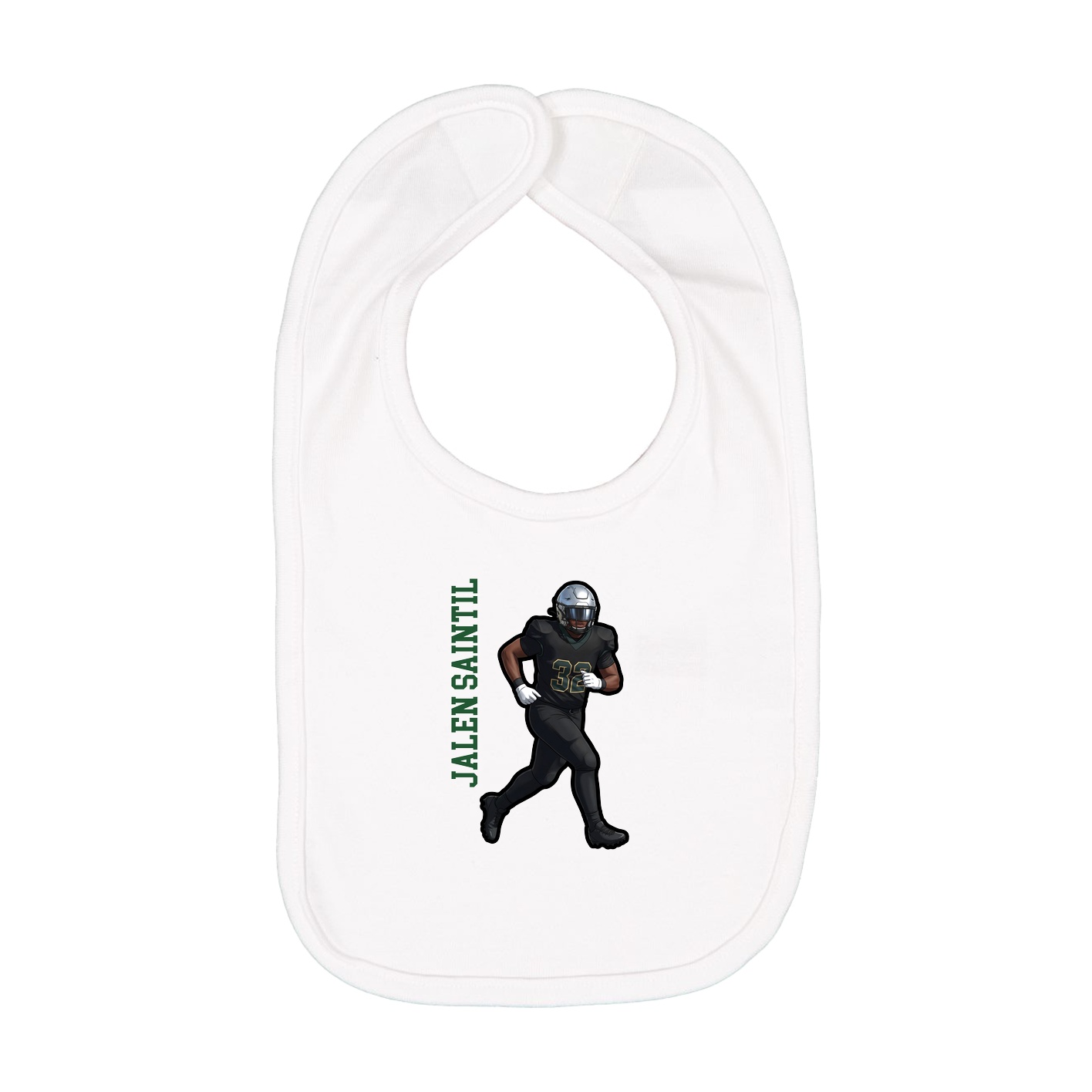 Infant Bib — Name Vertical in White
