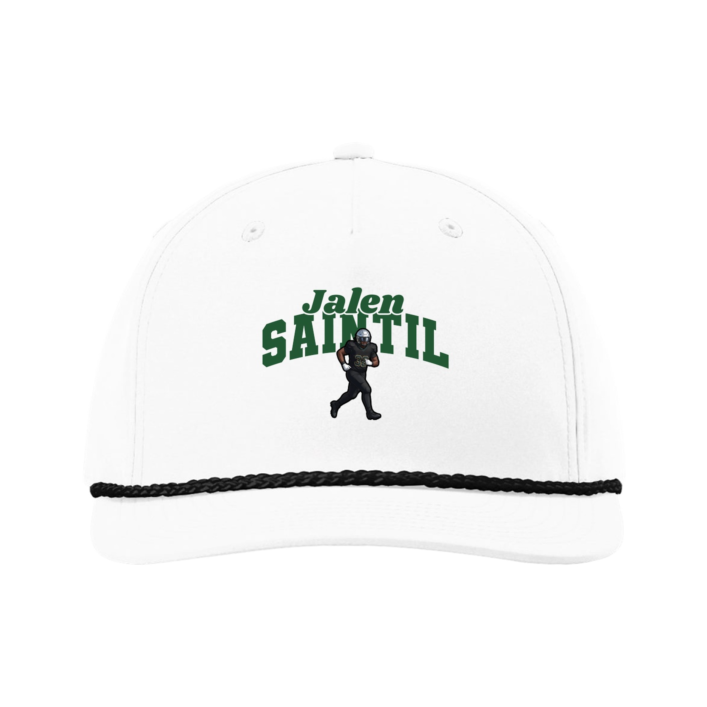 Five-Panel Classic Rope Cap — Signature Arch in White