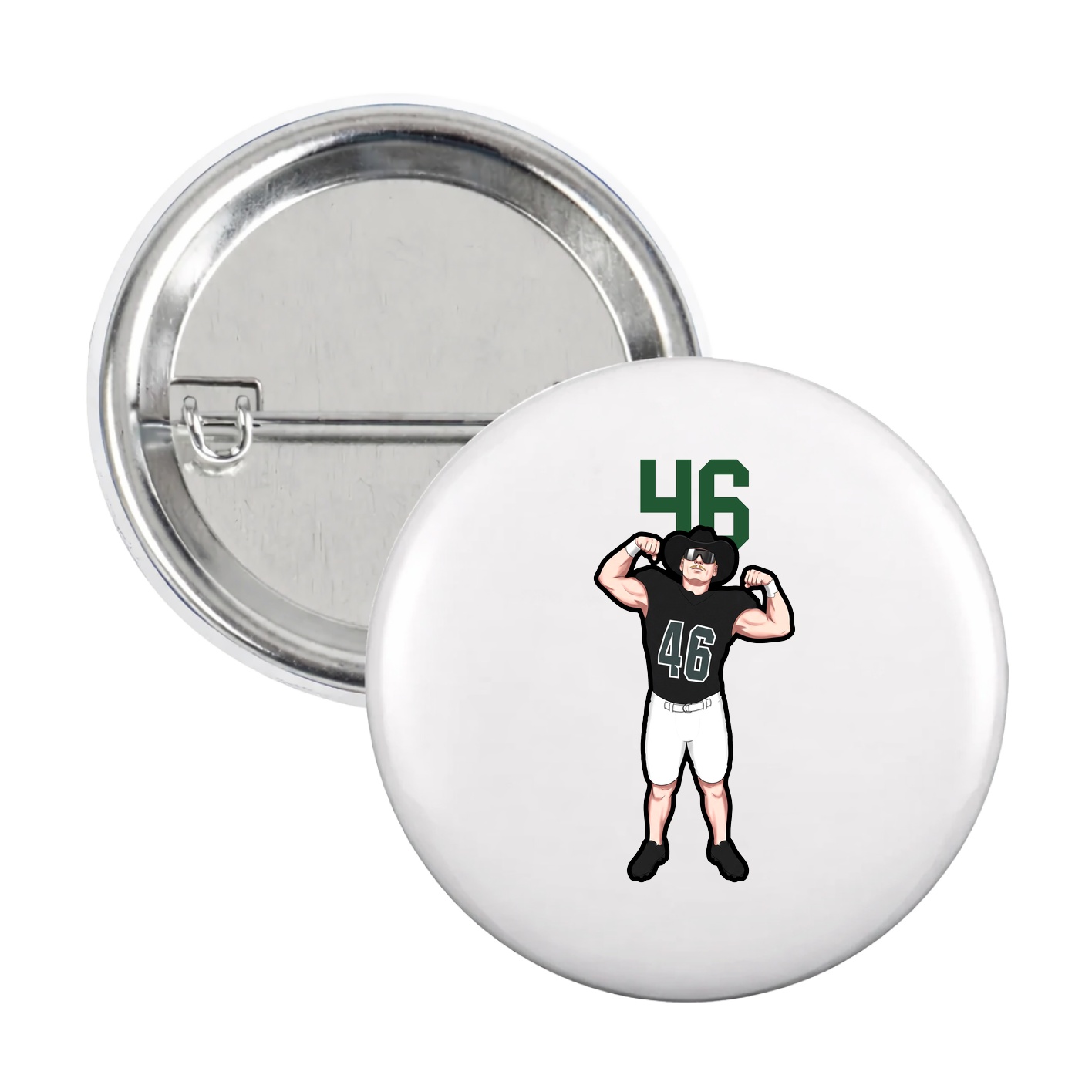 Game Day Button — Number Top in White