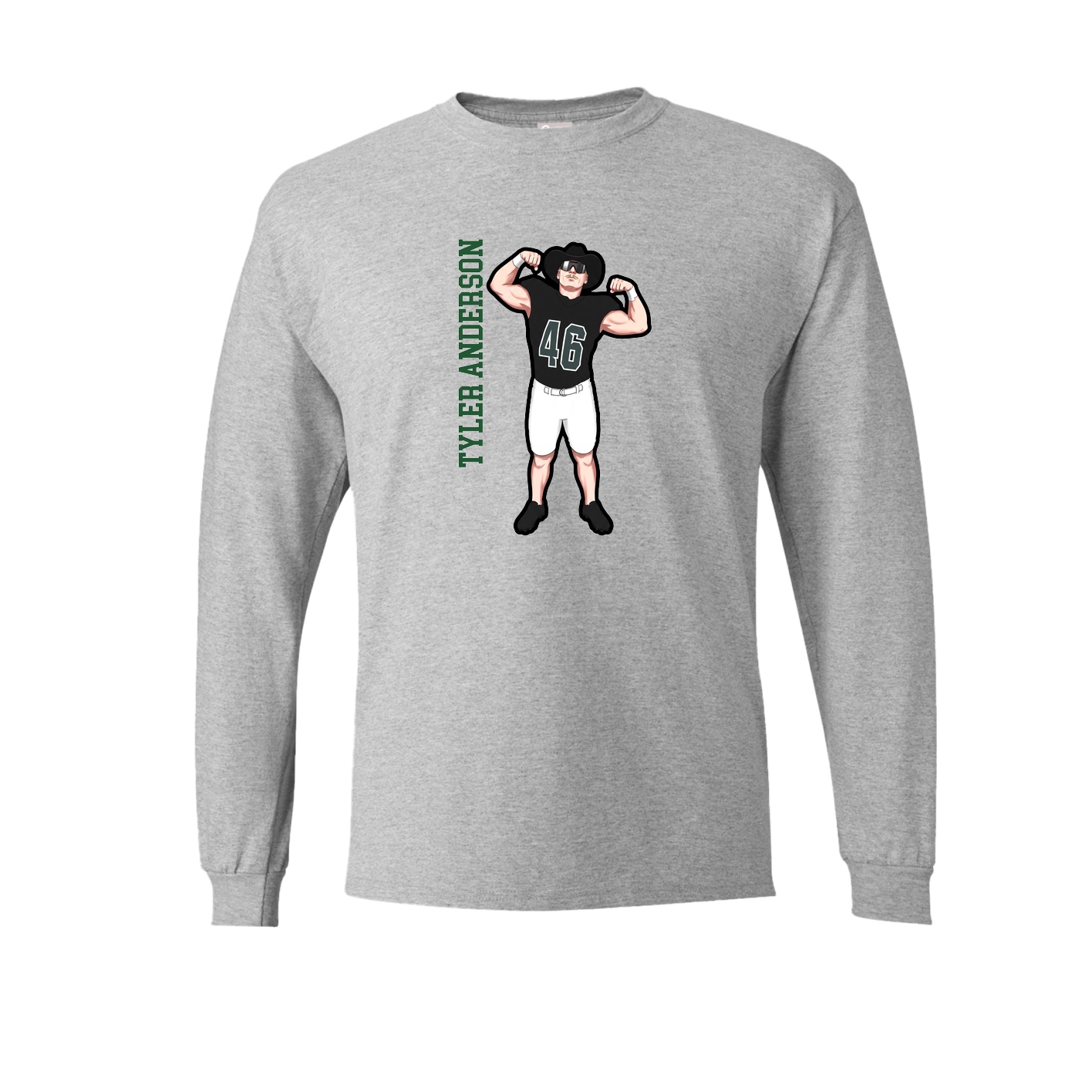 Long Sleeve Tee — Name Vertical in Grey