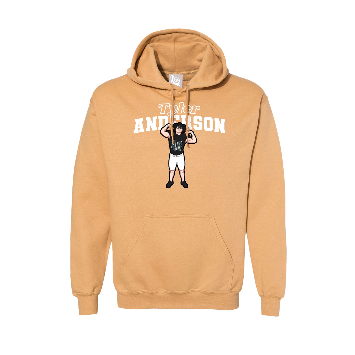 Hoodie — Name Arch in Vegas Gold