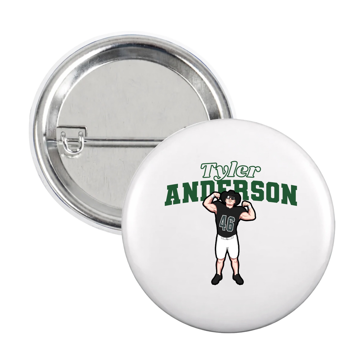 Game Day Button — Name Arch in White