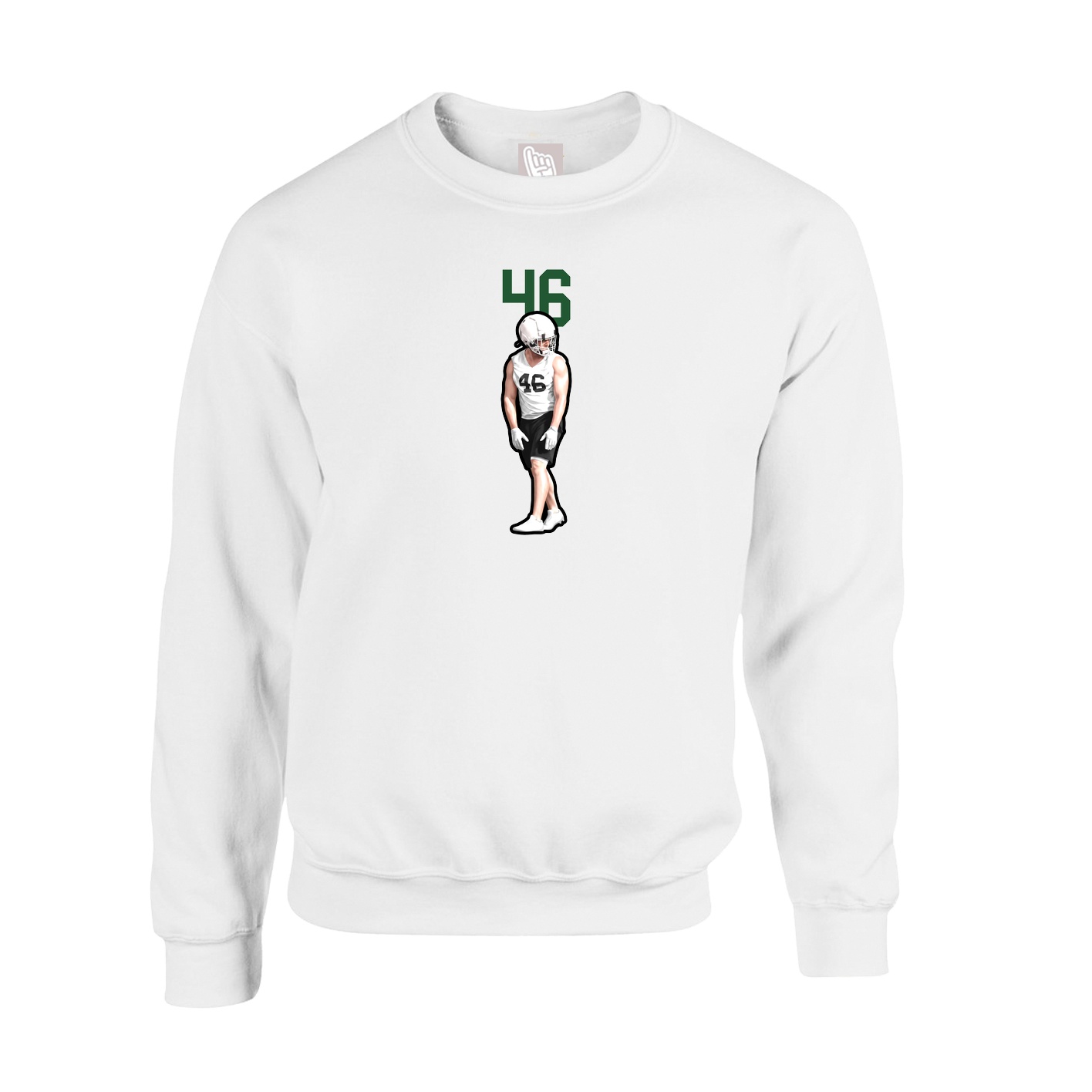 Fleece Crew — Number Top in White
