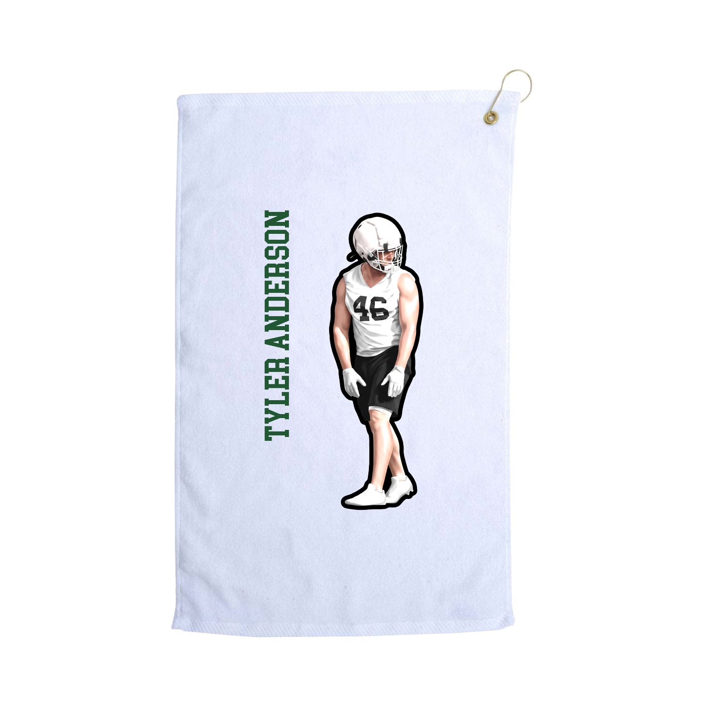 Golf Towel — Name Vertical in White