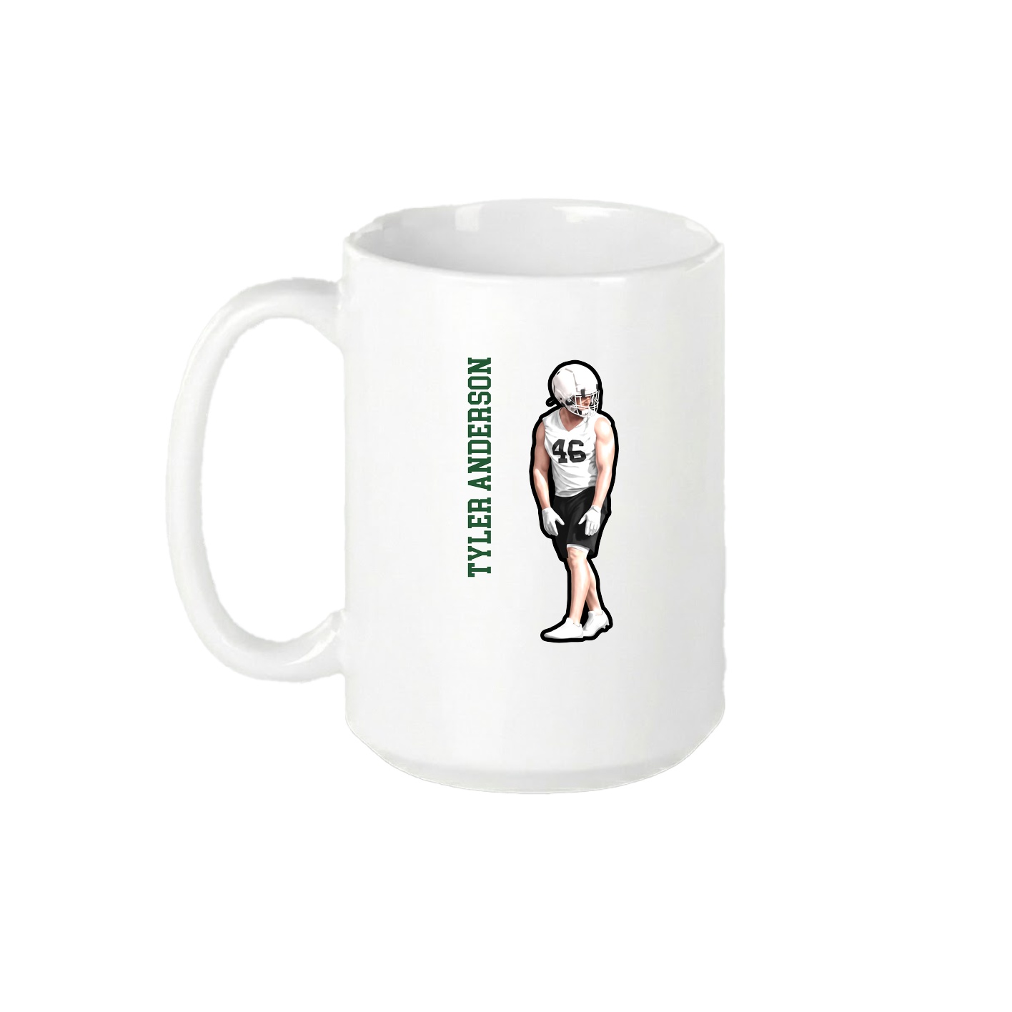 15oz Coffee Mug — Name Vertical in White