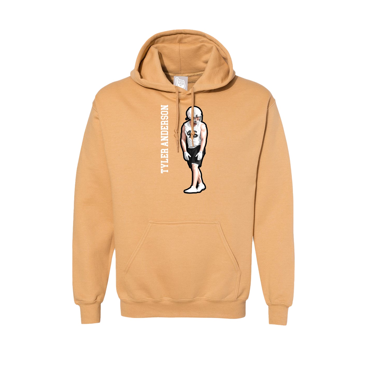 Hoodie — Name Vertical in Vegas Gold