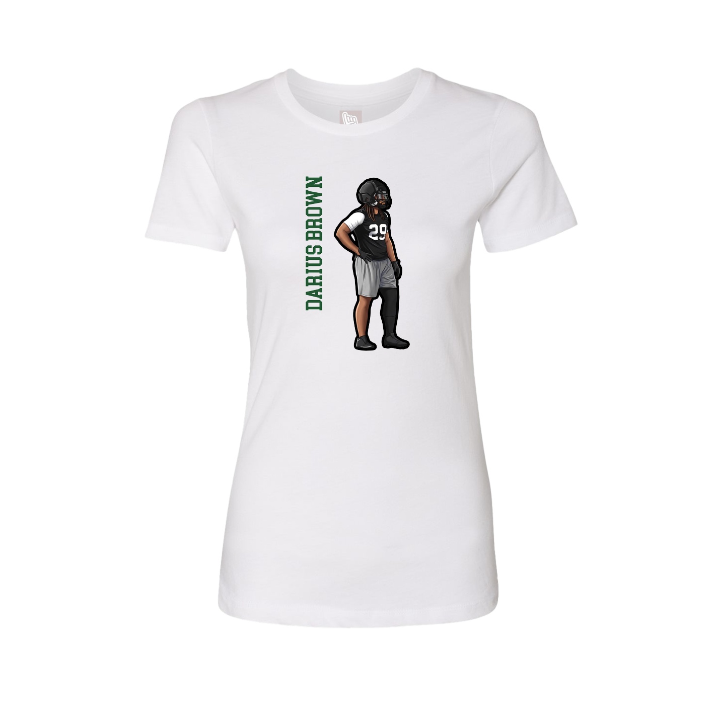 Fitted Women's Tee — Name Vertical in White