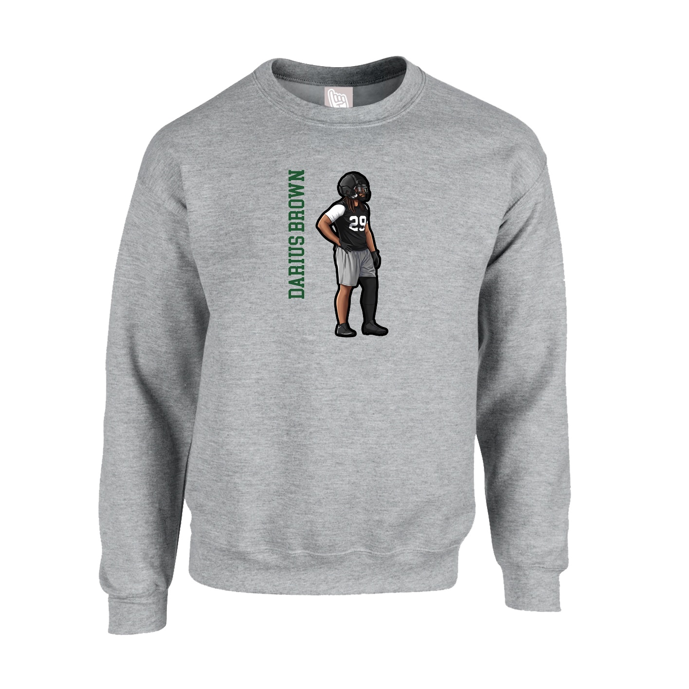 Fleece Crew — Name Vertical in Grey