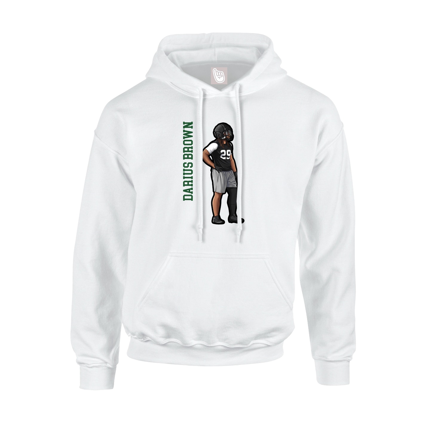 Youth Hoodie — Name Vertical in White