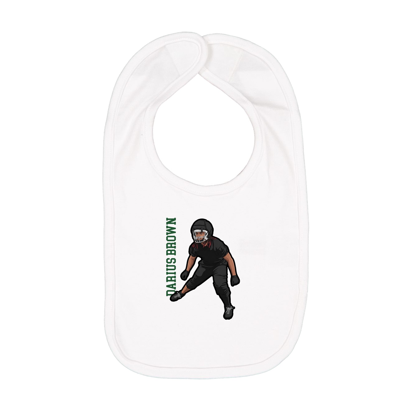 Infant Bib — Name Vertical in White