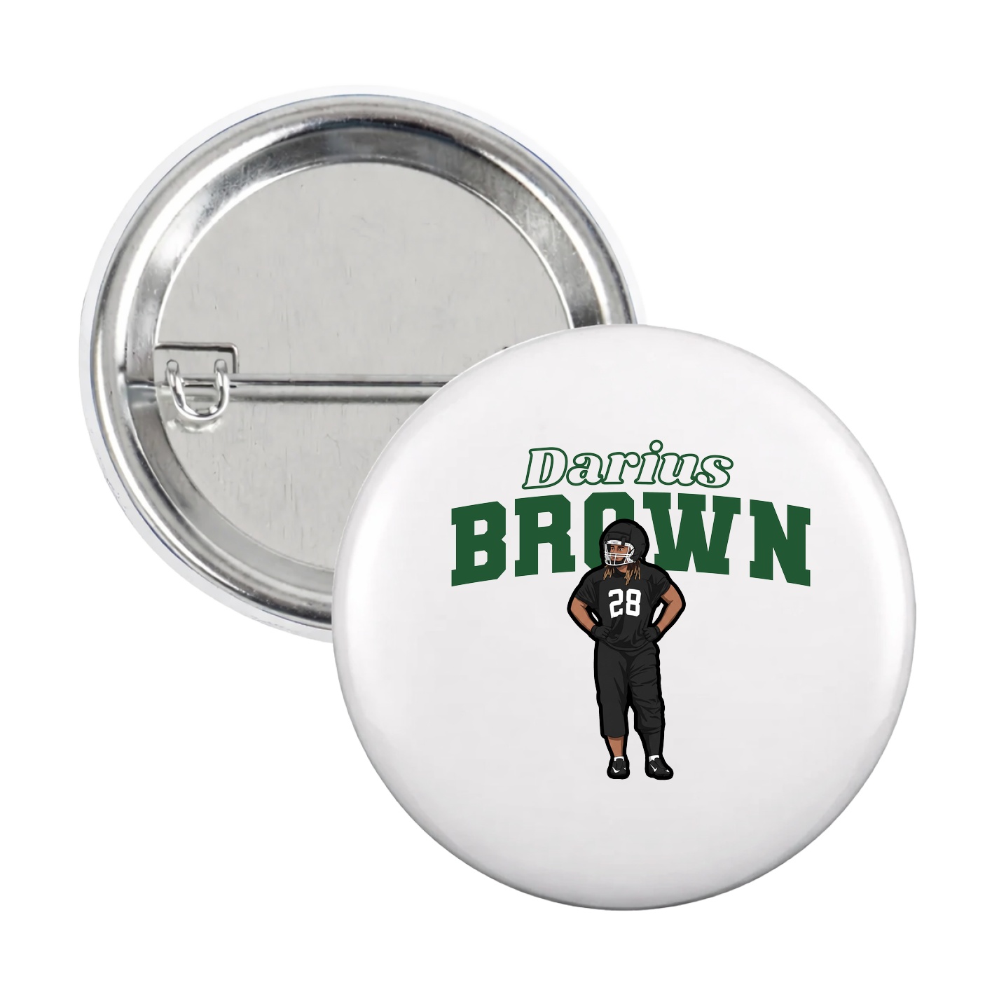 Game Day Button — Name Arch in White